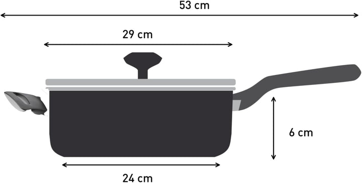 Tefal G28837 Hard Titanium On Schmorpfanne mit Deckel 28 cm | Aluminium | unbedenkliche Antihaftvers