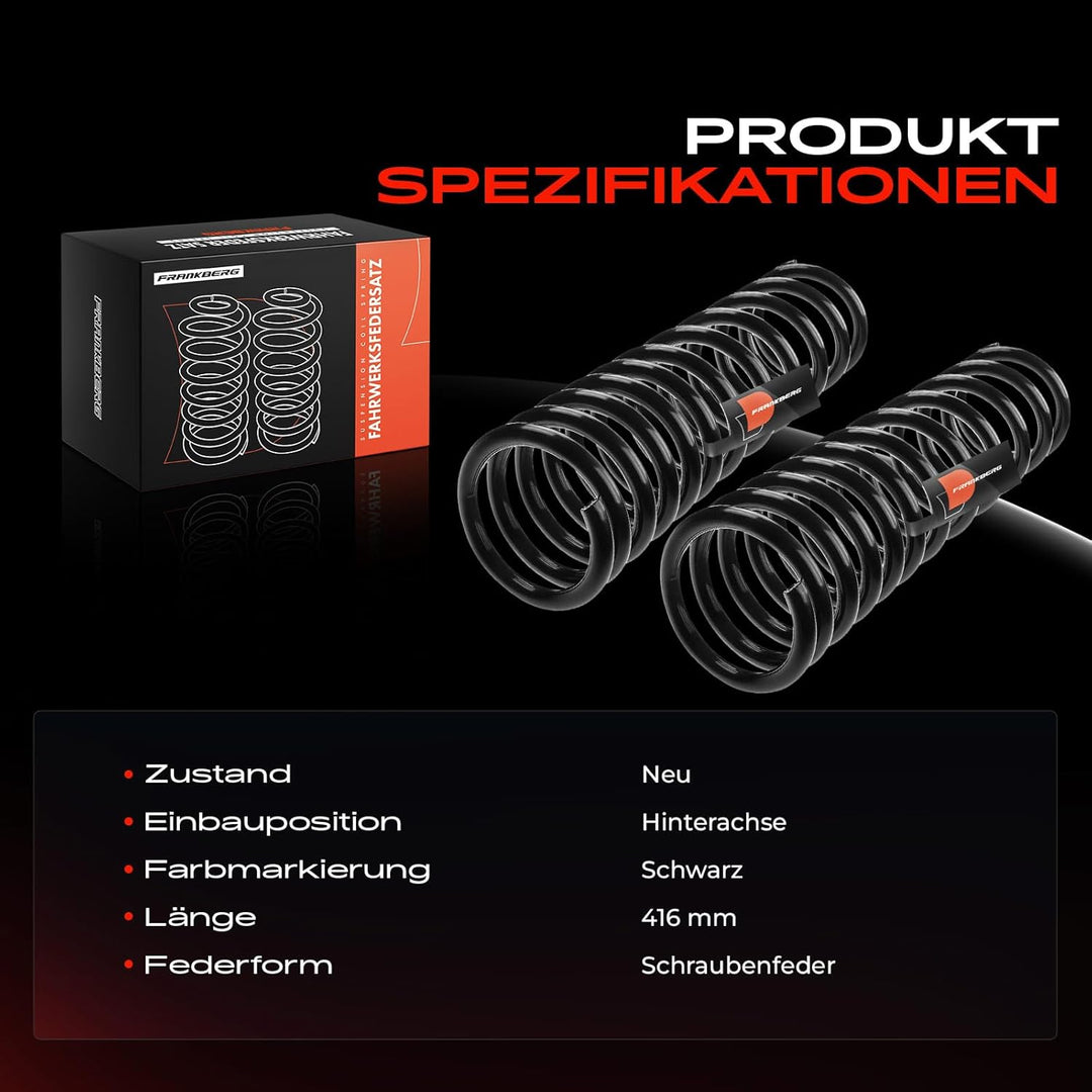 Frankberg 2x Federn Fahrwerksfeder Hinterachse Kompatibel mit Focus Turnier DNW 1.4L 1.6L 1.8L 2.0L