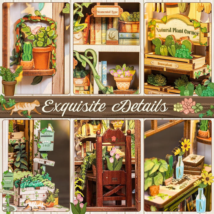 CUTEBEE Book Nook Kit – DIY Puppenhaus Häuser, Miniatur Haus Selber Bauen für Erwachsene, 3D-Holzpuz