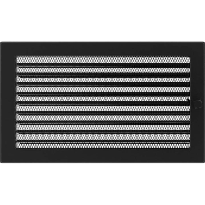 KRATKI Lüftungsgitter Warmluftgitter 22 x 37 cm schwarz mit Jalousie | für Kaminbelüftung, mit Jalou