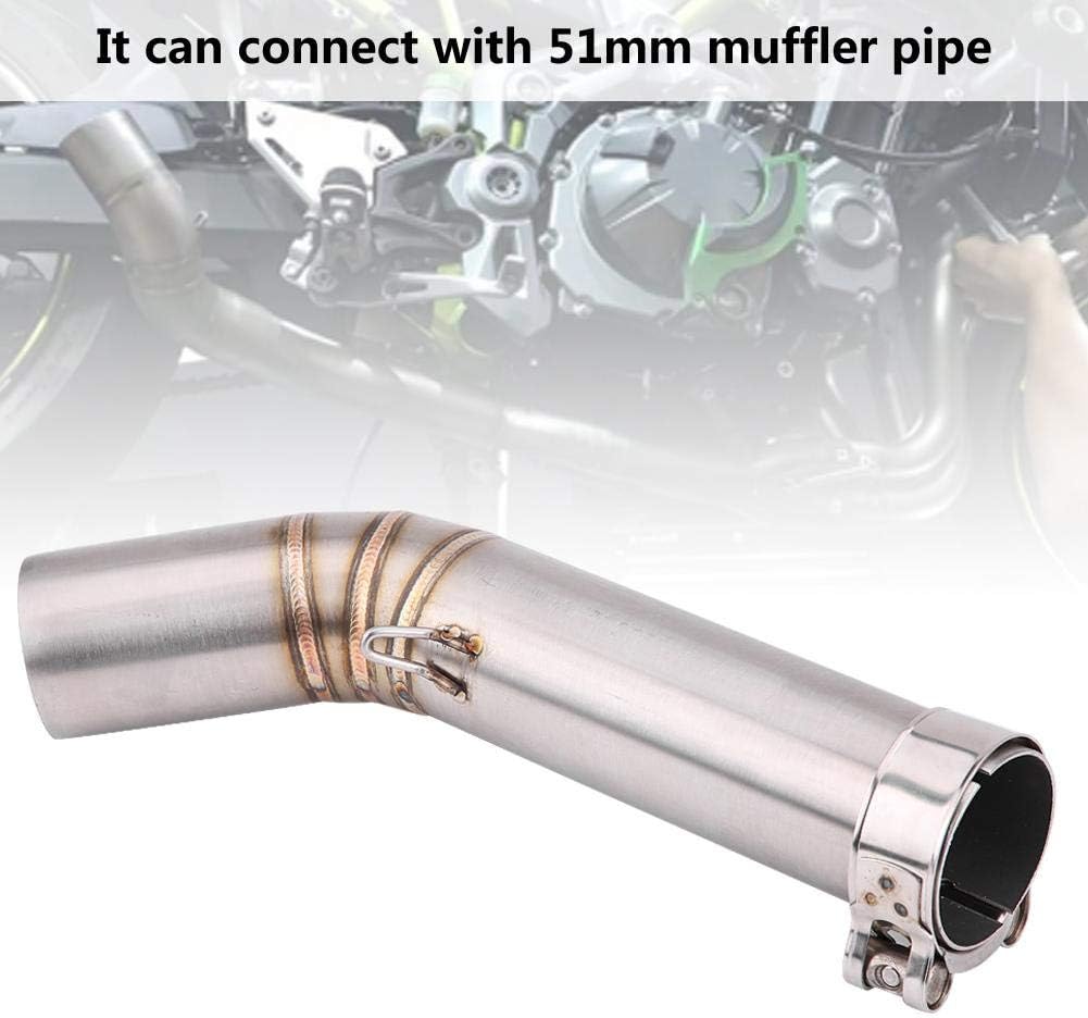 KIMISS Motorrad Auspuff Mittelrohr,51 mm Motorrad Auspuffrohr Edelstahl Auspuff Mittelstück mit Mont