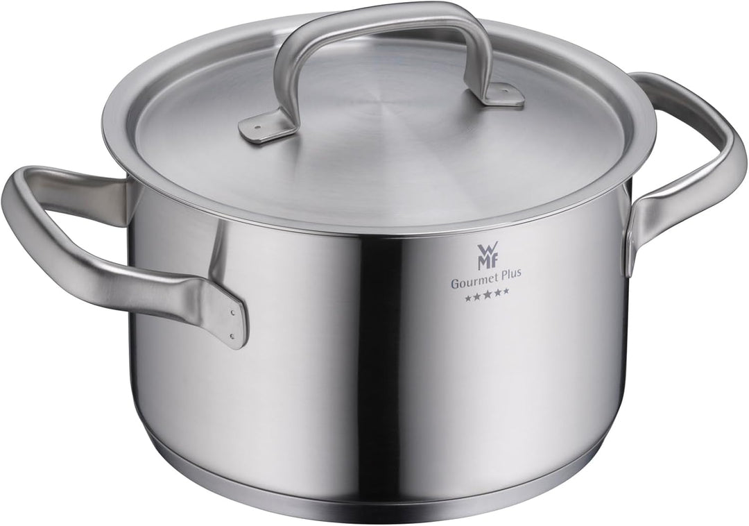 WMF Gourmet Plus Topfset Induktion 4-teilig, Kochtopf Set mit Metalldeckel, Cromargan Edelstahl matt