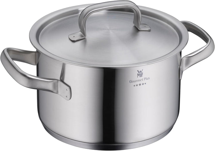 WMF Gourmet Plus Topfset Induktion 4-teilig, Kochtopf Set mit Metalldeckel, Cromargan Edelstahl matt
