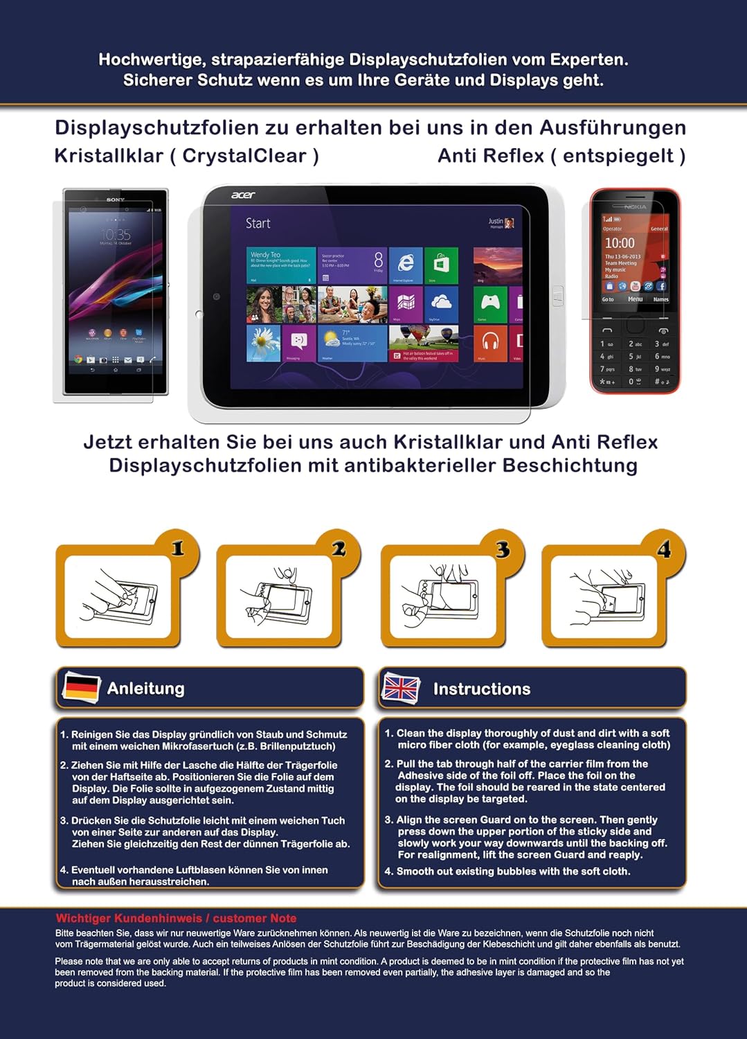 Maoni 2x Schutzfolie kompatibel mit Lenovo Yoga 7i 2-in-1 Gen 9 14 Zoll antireflex, antibakteriell,