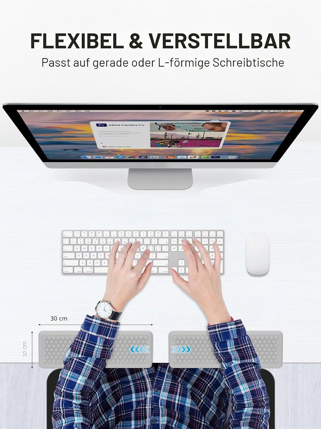 Hsurbtra L-förmige Schreibtisch-Ellenbogenpolster, 2-teilig, weiche Memory-Schaum-Ellenbogenstütze,