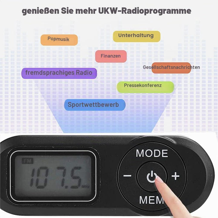Mini Radio Tragbare FM mit digitaler LCD-Digitalanzeige, Kopfhörer, Pocket-Walkman-Radio mit Voreins