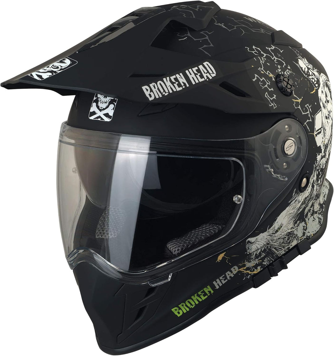 Broken Head Fullgas Viking VX2 Motocross-Helm - Enduro Cross-Helm mit Visier und Sonnenblende S (55-