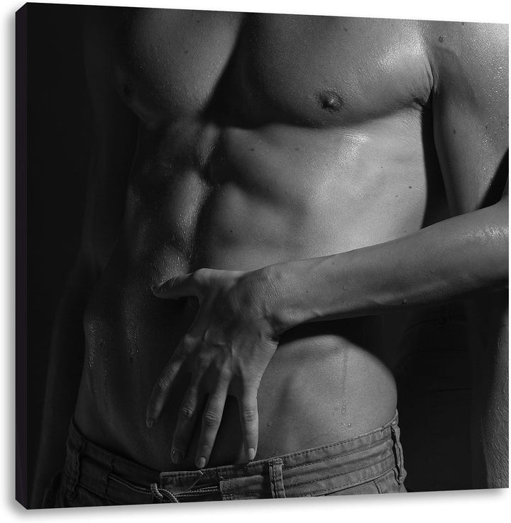 Nackter Mann mit Frau, Format: 70x70 auf Leinwand, XXL riesige Bilder fertig gerahmt mit Keilrahmen,