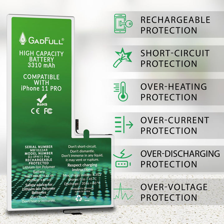 GadFull Akku für iPhone 11 PRO mit Hoher Kapazität | 2023 Baujahr | Reparaturset mit Anleitung & Ers