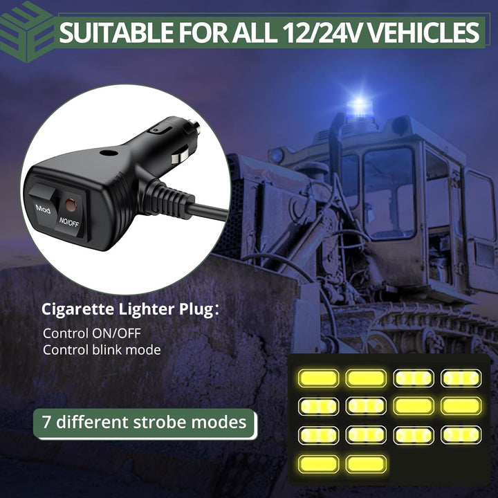 EYPINS 40 LED Rundumleuchte, 40W Auto Warnleuchte, Rundumleuchte Blau, Magnet Warnlicht Blinkleuchte