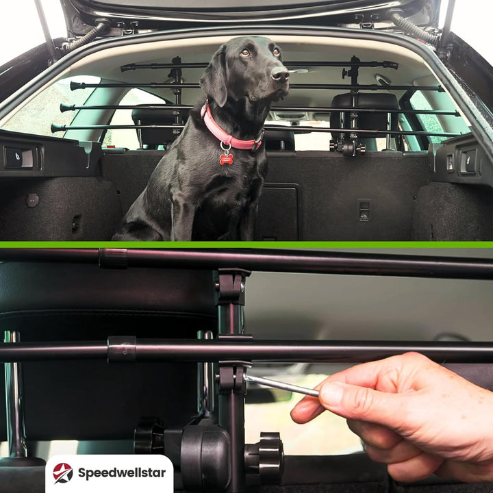 Speedwellstar Hundeschutzgitter Auto Kofferraum Universal Verstellbar - Schwerlast Metall Haustier B