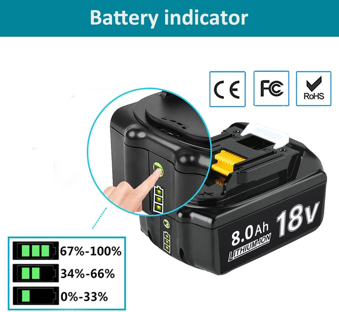 Akku 18V 8Ah für BL1860B BL1860 BL1850B BL1850 BL1840B BL1835 BL1830 BL1815 LXT-400 194204-5 194205-