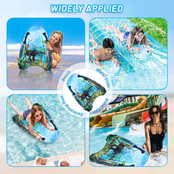 Aufblasbares Bodyboard, Shyllin Bodyboard mit Griffen, Surfbrett Aufblasbar, Mini Luftmatratze, Schw