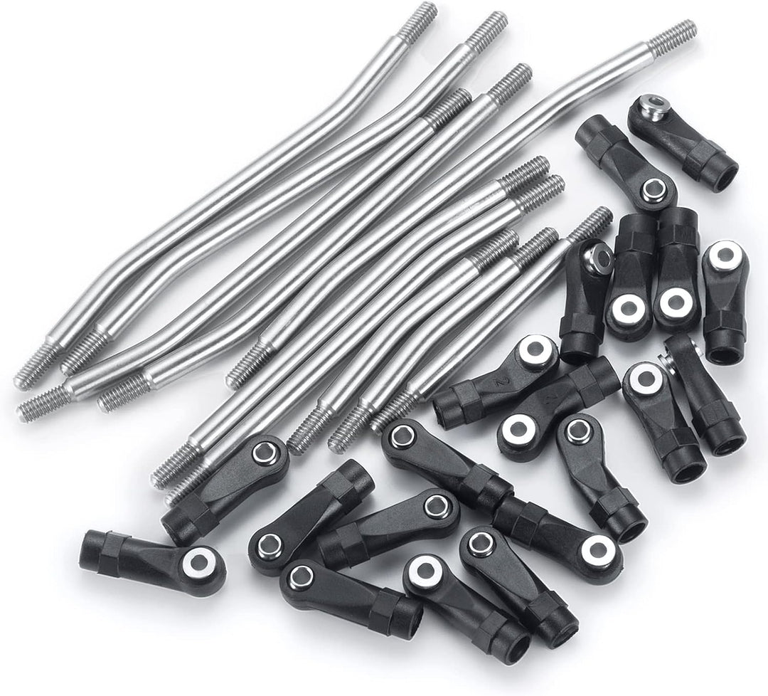 AXspeed 10Stück 313mm Radstand Link Rod Linkage Rostfreier Stahl Suspension Links Set mit Tie Rod En