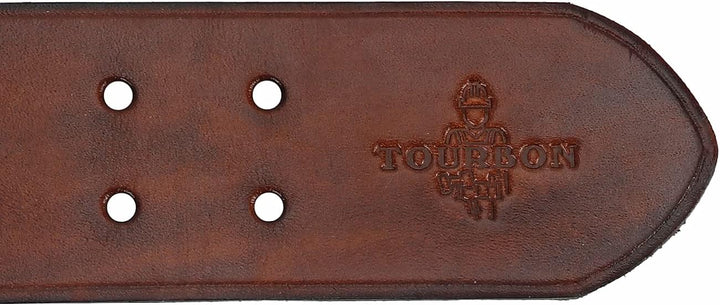TOURBON Deluxe Rindsleder Gürtel für DIY Werkstatt Werkzeugtasche Western Cowboy Herren Gurt M (Brau