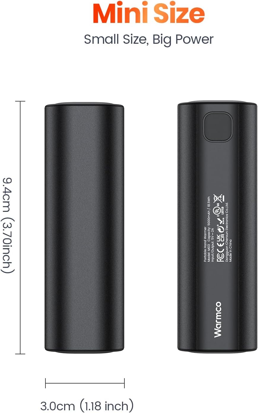 Warmco Handwärmer Elektrisch 2 Stück, 10000mAh Taschenwärmer Wiederverwendbar, USB Powerbank, Elektr