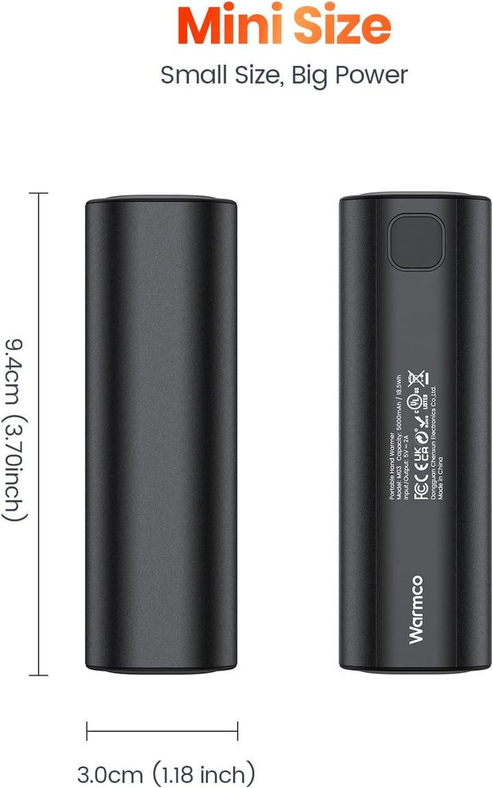 Warmco Handwärmer Elektrisch 2 Stück, 10000mAh Taschenwärmer Wiederverwendbar, USB Powerbank, Elektr