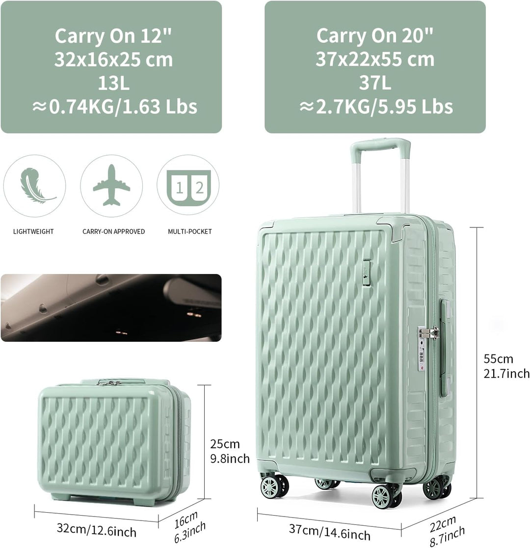 Sea choice Handgepäck Koffer Trolley Kofferset 2 Teilig Kabinengepäck mit Kosmetiktasche Eckenschutz