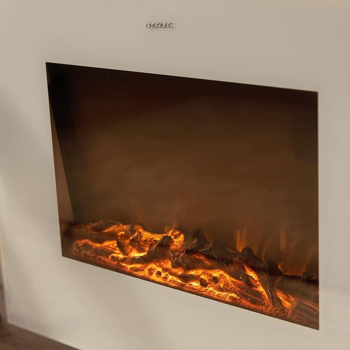 Cecotec Dekorativer Elektrischer Kaminofen ReadyWarm 2700 Design Flames White. 26“, 2000 W mit 2 Lei