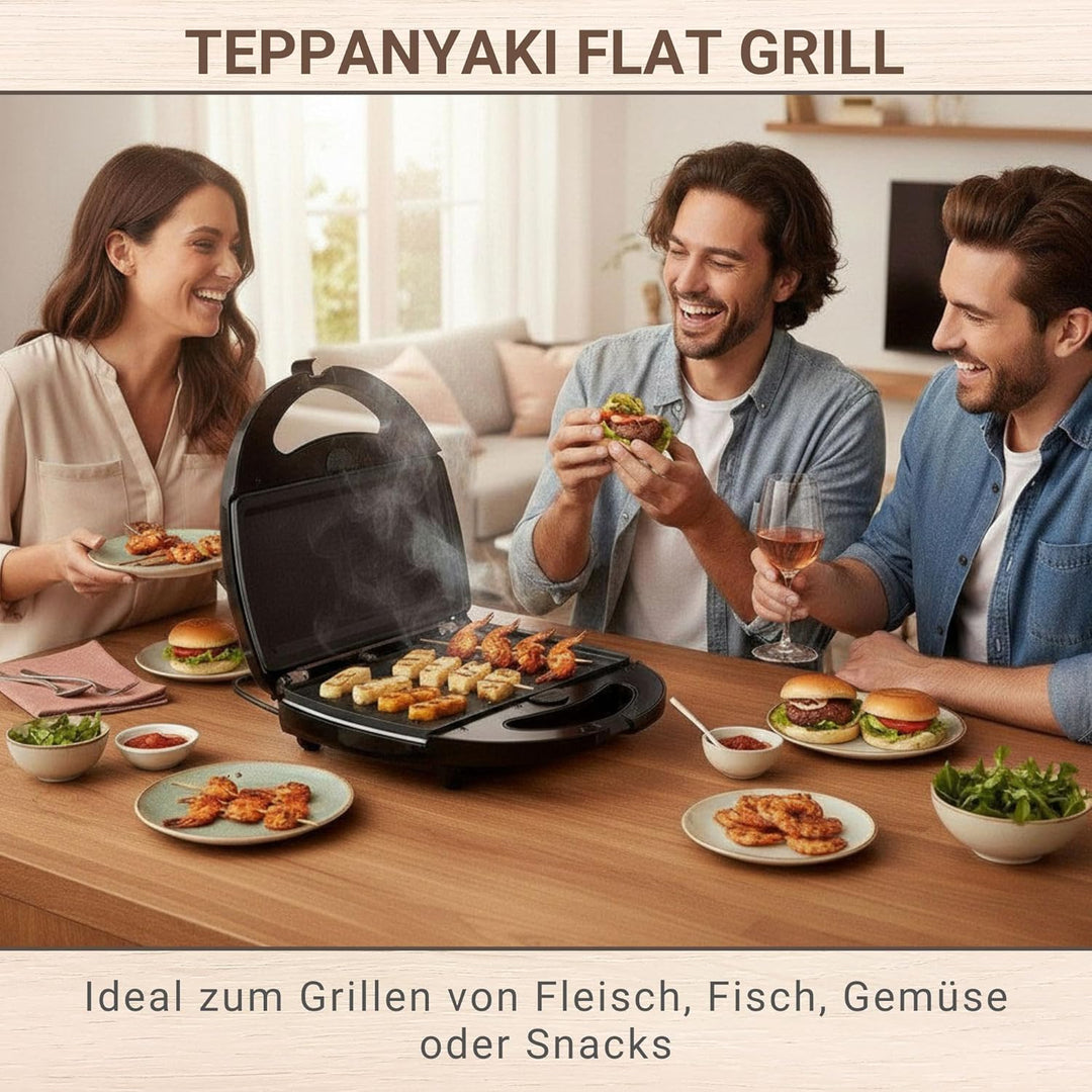 Syntrox Germany Flat Grill Maker flache Grillplatten Chefmaker SM-1300W Flat Grill mit herausnehmbar