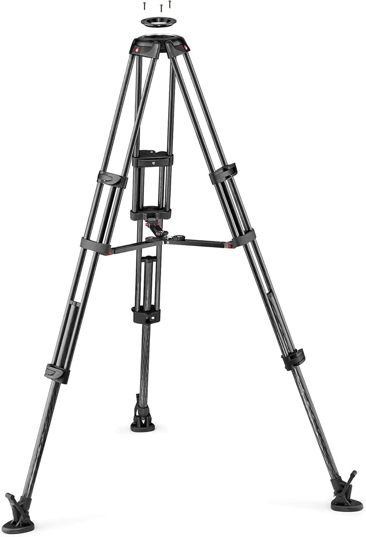 Manfrotto Doppelrohr-Videostativ aus Carbon mit Mittelspinne und 100/75 mm Halbschale
