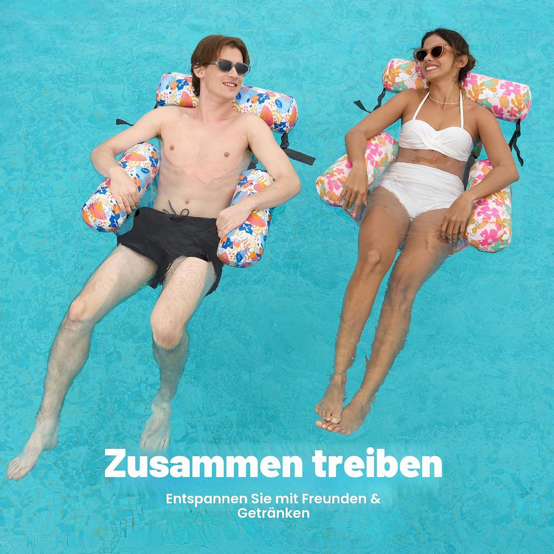 SLOOSH Aufblasbare Wasser Pool Luftmatratze für Erwachsene, 2er schwimmende Pool-Flösse, Aufblasbare