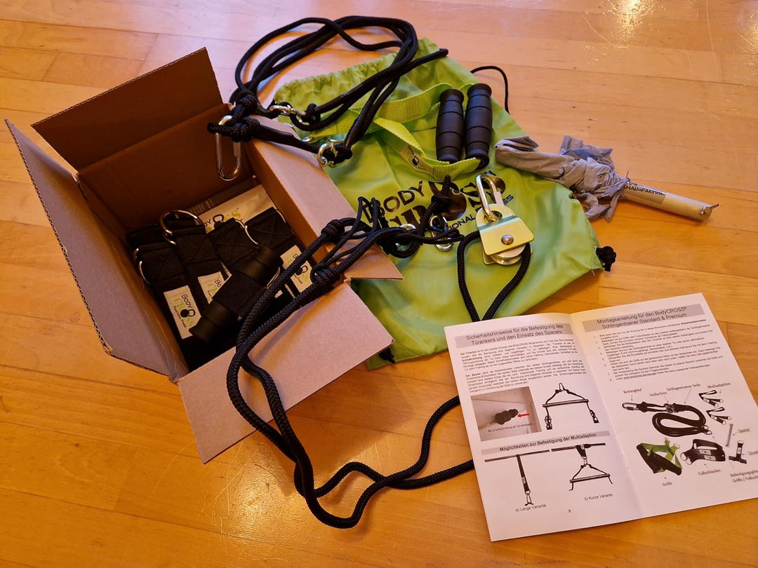 PREMIUM Schlingentrainer Komplett Set, Made in Germany, geprüft & zertifiziert, 2 Slingtrainer im Kr