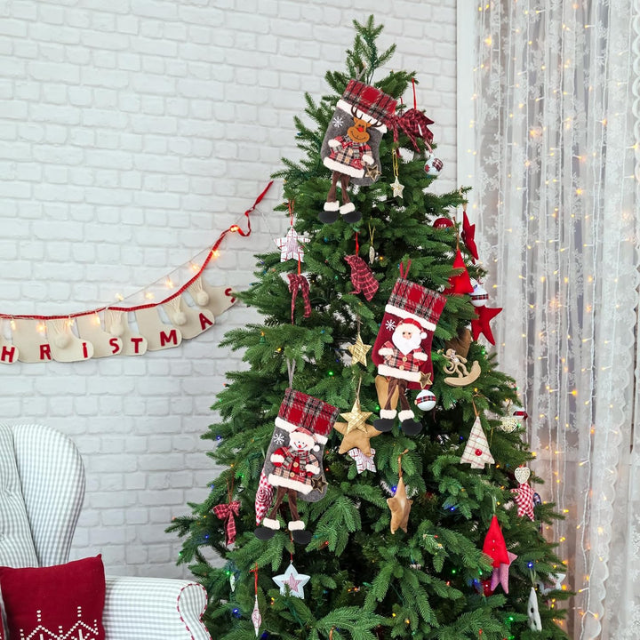 Nikolausstrumpf Kinder, 3 Stück Nikolausstiefel Weihnachtsstrümpfe zum Aufhängen und Befüllen für We