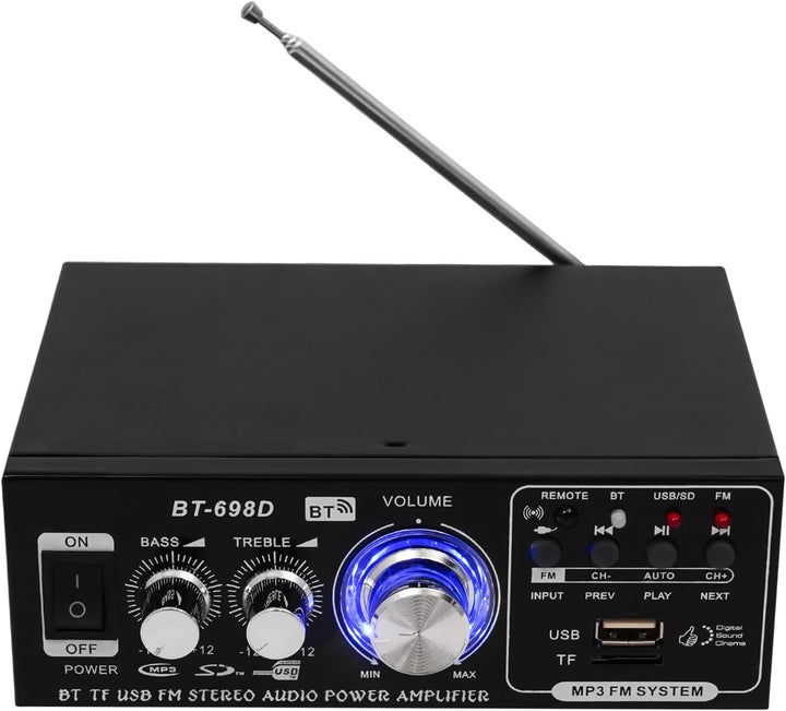 HiFi-Verstärker, Mini Bluetooth Stereo Audio Verstärker Receiver, 60W Mini Amp 2 Kanal, USB-Flash-Di