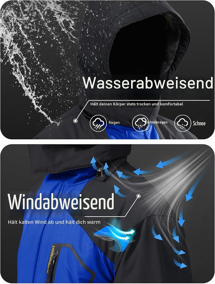 MAGCOMSEN Herren Winter Skijacke Fleece Gefüttert Jacke Outdoor Verdickt Softshelljacke Wasserdicht