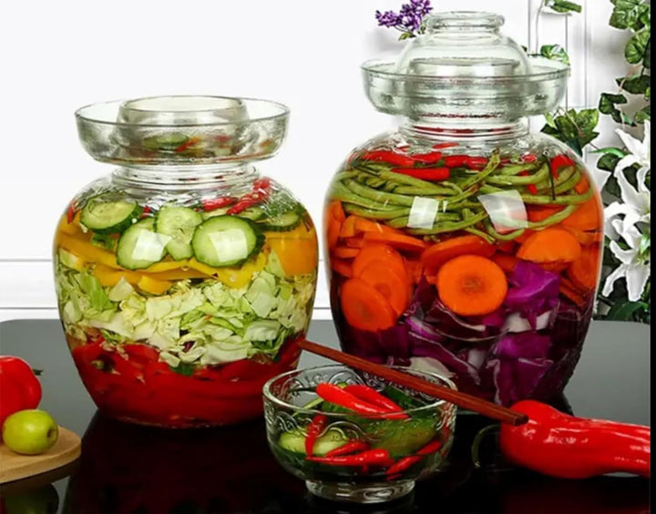 Kimchi -Glas Gärglas mit breiter Öffnung und Wasserverschluss Fermentieren Topf Gemüse Glastopf Glas