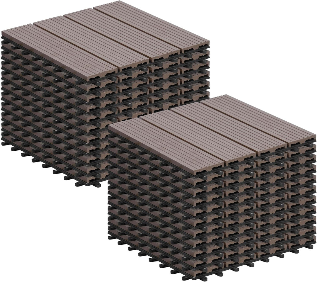 Laneetal 22er Set WPC Holz Fliese Terrassenfliesen klicksystem 30x30cm für Terrasse und Balkon Boden