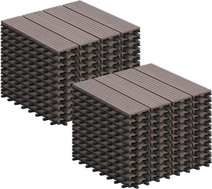 Laneetal 22er Set WPC Holz Fliese Terrassenfliesen klicksystem 30x30cm für Terrasse und Balkon Boden