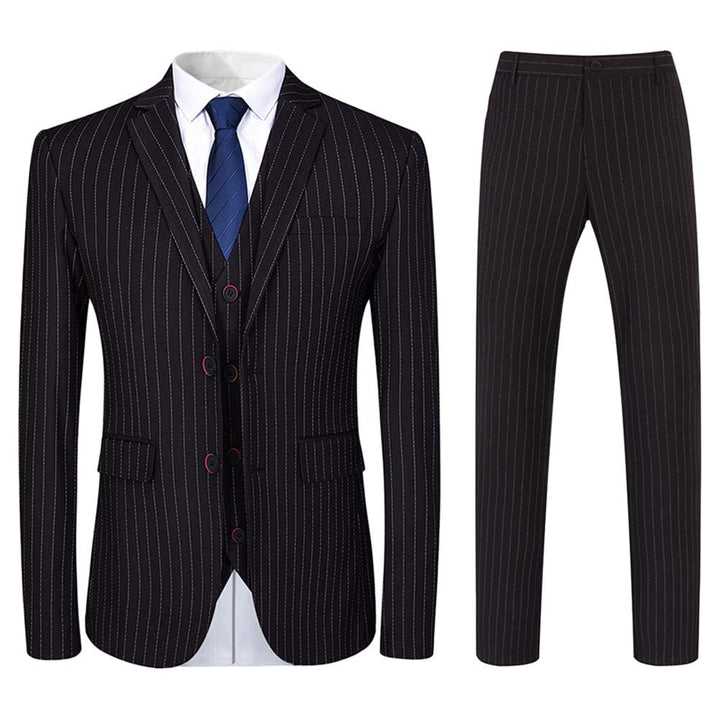 YOUTHUP Anzug Herren Slim Fit 3 Teilig Vertikale Streifen Anzüge Business Herrenanzug Sakko Weste Ho