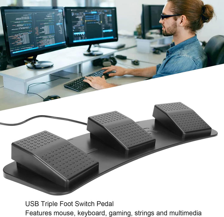 Bewinner USB Triple Foot Pedal, Triple Keys Controller Mechanischer Schalter, USB Foot Control Keybo