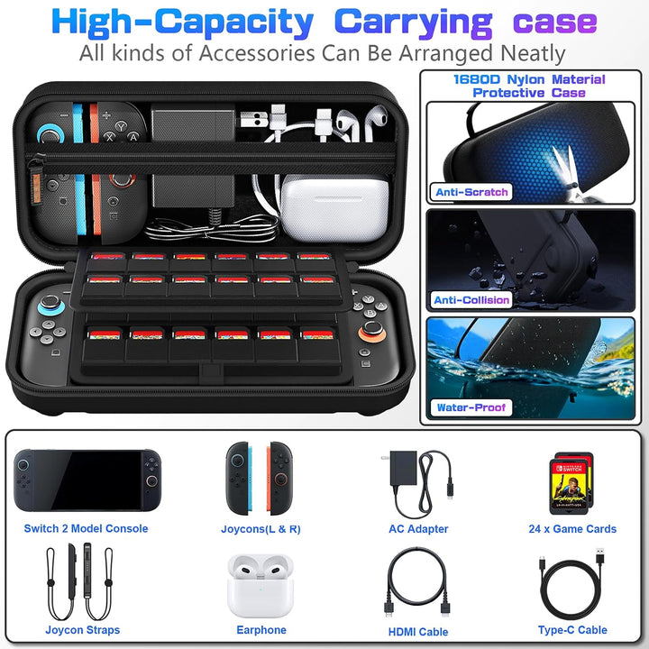 daydayup Tasche Kompatibel mit Nintendo Switch 2-Konsole, Harte Tragetasche Hülle Case für die Ninte