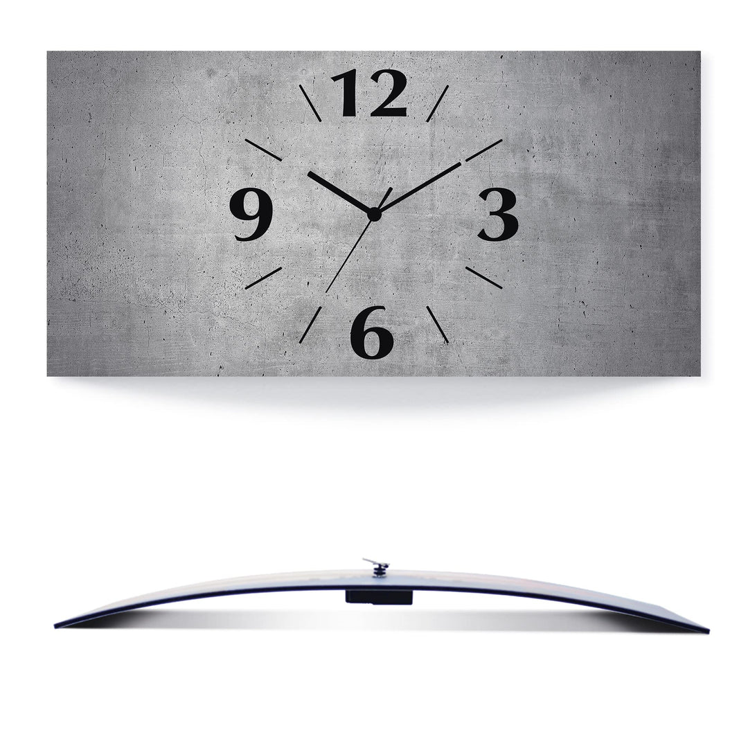 ARTLAND Wanduhr ohne Tickgeräusche Alu Quarzuhr analoge Quarzuhr 50x25 cm Grauer Beton Optik U1RG Be