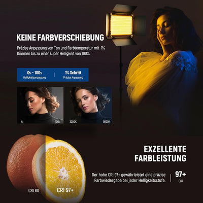 NEEWER 2X Verbesserte 660 PRO II 50W RGB LED Videoleuchte Panel Set Stative Ständer mit App Steuerun