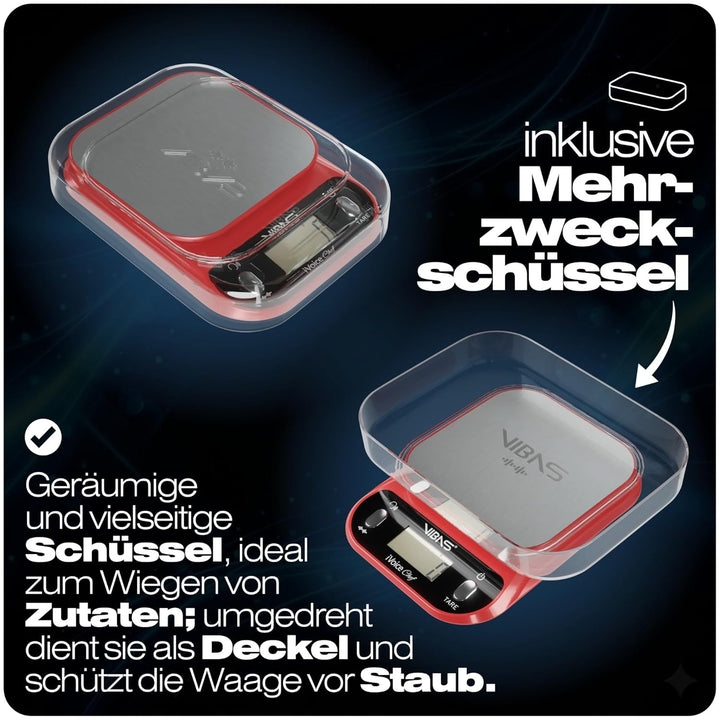 VIBAS iVoice Chef sprechende Küchenwaage, für Blinde und ältere Menschen, spricht 5 Sprachen, Gewich