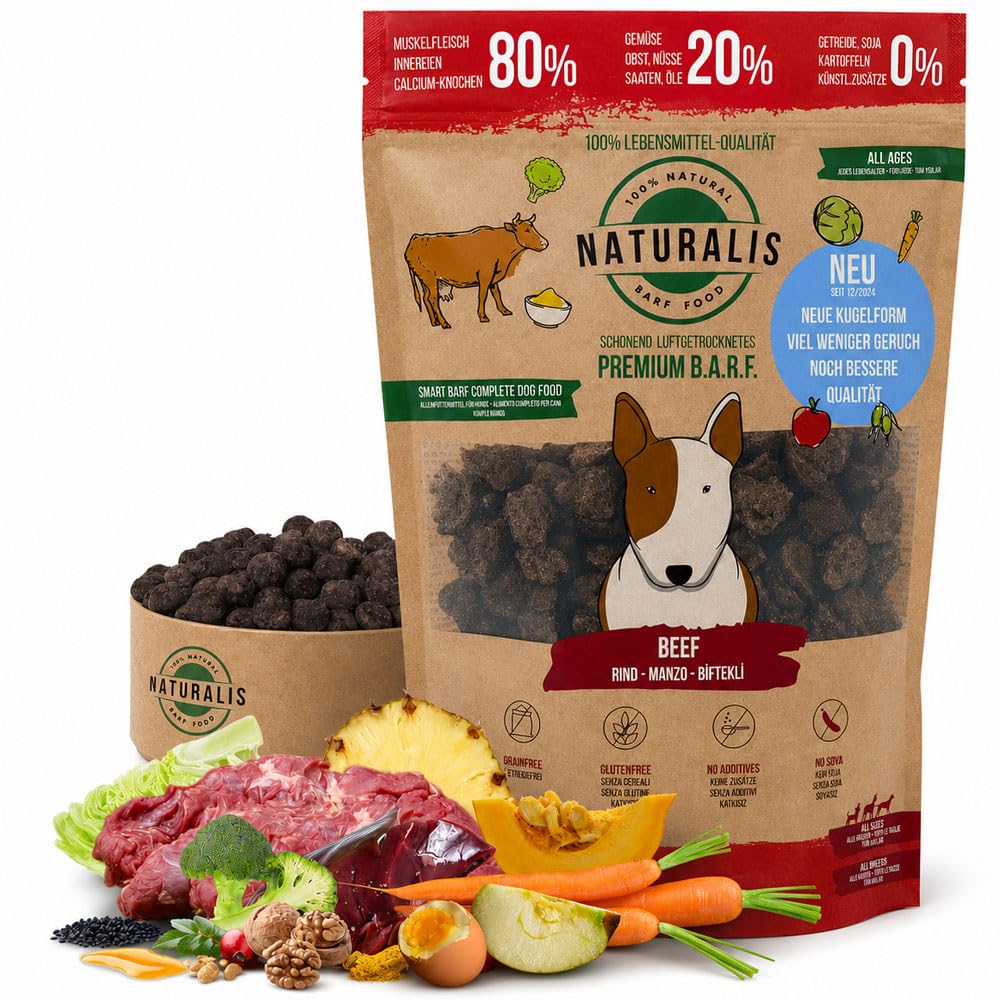 Naturalis Smart 80 Barf Trockenbarf Hundefutter 5 kg Rind Alleinfuttermittel ohne Zusätze getreidefr