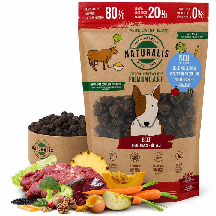 Naturalis Smart 80 Barf Trockenbarf Hundefutter 5 kg Rind Alleinfuttermittel ohne Zusätze getreidefr
