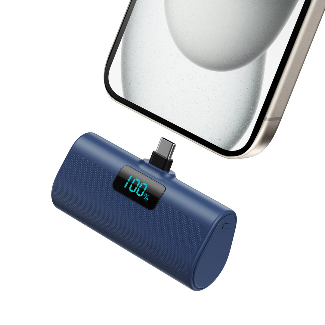 Mini Powerbank 5200mAh, Klein Power Bank USB C PD Externer Akku, Compact LCD Digitalanzeige Akkupack