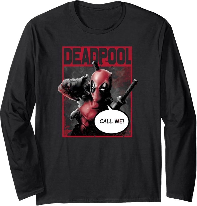 Marvel Deadpool CALL ME! Hand Gesture Wink Langarmshirt