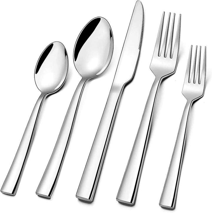 Besteck Set 6 Personen, 30 teilig Edelstahl Besteckset, Essbesteck Set mit Messer Gabel Löffel, Hoch