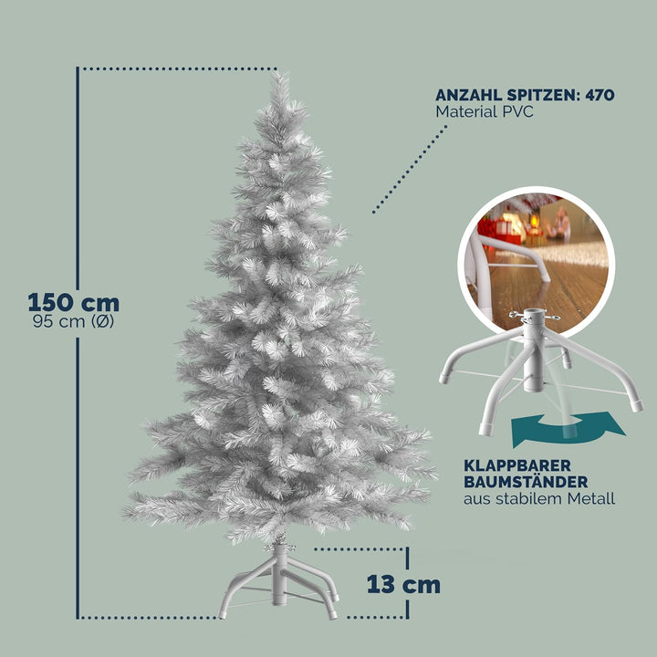 CASARIA® Weihnachtsbaum künstlich 150cm dichte Spitzen schneller Aufbau Metallständer naturgetreu sc
