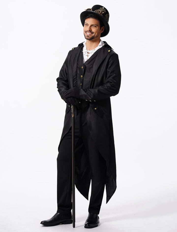 FYMNSI Herren Gothic Steampunk Frack Mantel Männer Mittelalter Viktorianischen Jacke Für Karneval Fa
