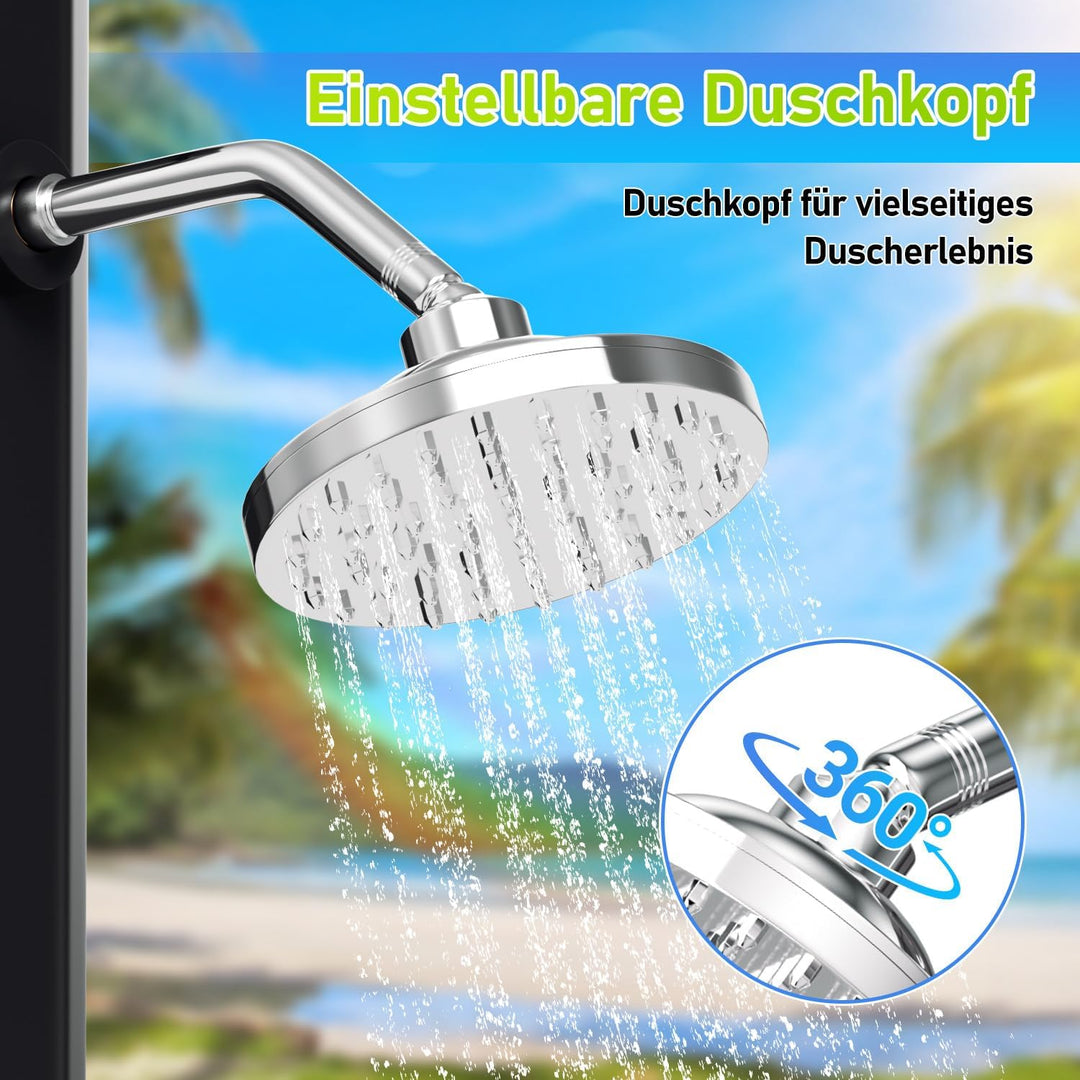 Solardusche 35 Liter Solar Gartendusche mit Schutzhaube und handbrause, schwenkbarer Duschkopf, inte