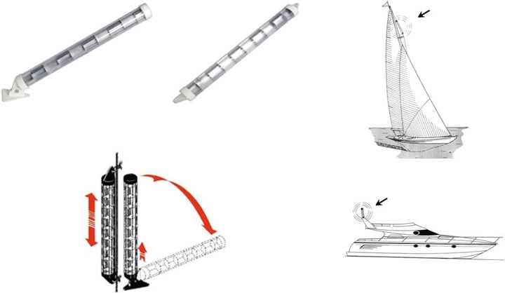 Nautischer Radar-Reflektor, 630 mm Länge, 50 mm Durchmesser, Tragkraft 2,5 Seemeilen