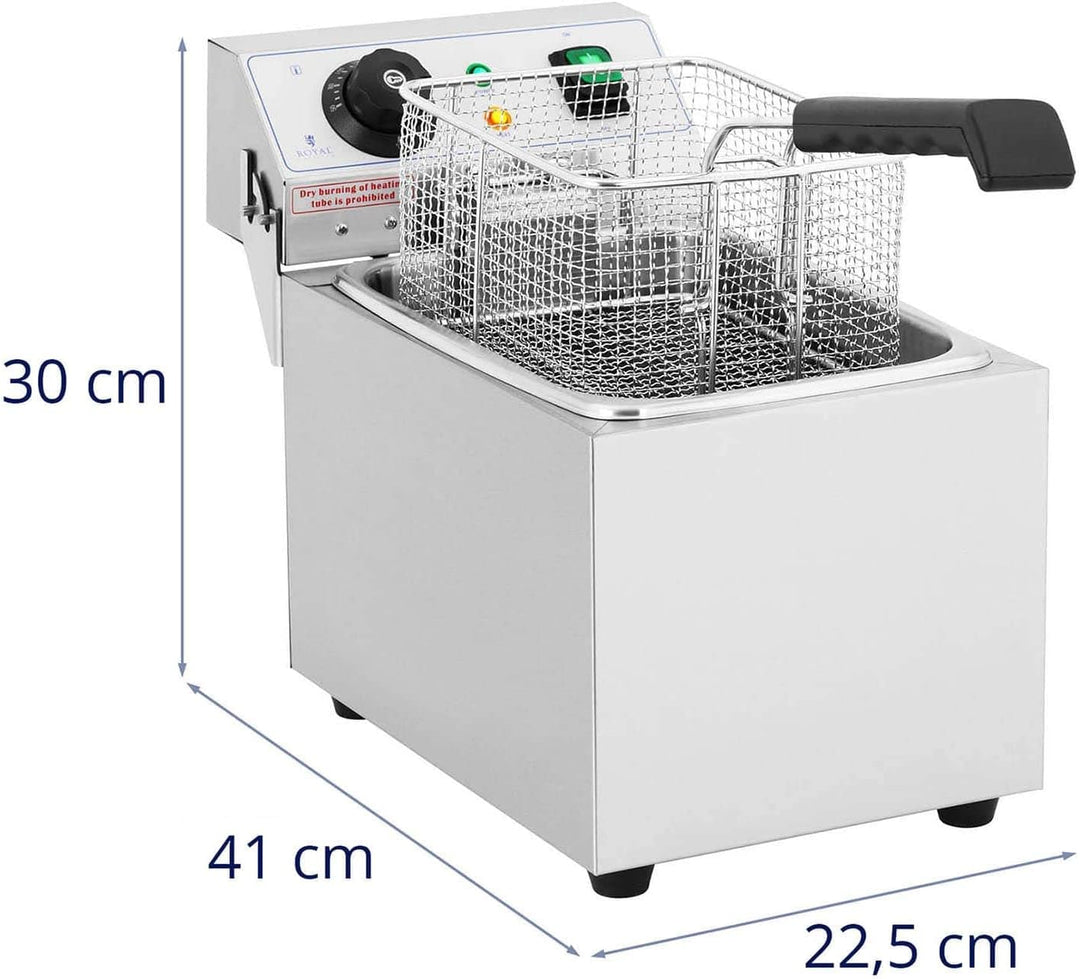 Royal Catering Fritteuse Elektro-Fritteuse (Kapazität 8 L, 3200 W, Temperaturbereich: 50-200 °C, Kal