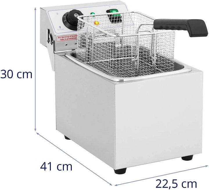 Royal Catering Fritteuse Elektro-Fritteuse (Kapazität 8 L, 3200 W, Temperaturbereich: 50-200 °C, Kal